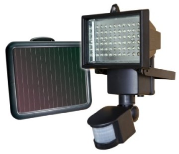 MAYSAK Solar 60LED PIR Motion Sensor Floodlight Security Light for Outdoor Garden 750 Lumen Ultra Bright 25 Meter Long-Range Detection Elimination Animal Erroneous Firing 